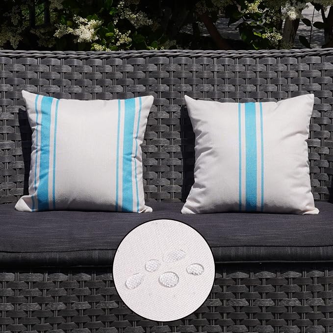 ONWAY Outdoor Pillow Covers Waterproof 16x16 Set of 2 Decorative Linen Throw by ONWAY