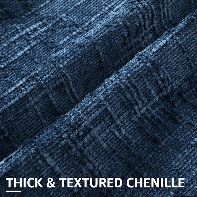 decorUhome Navy Blue Chenille Throw Pillow Covers 20x20 Set of 2 Textured Soft - Image 2
