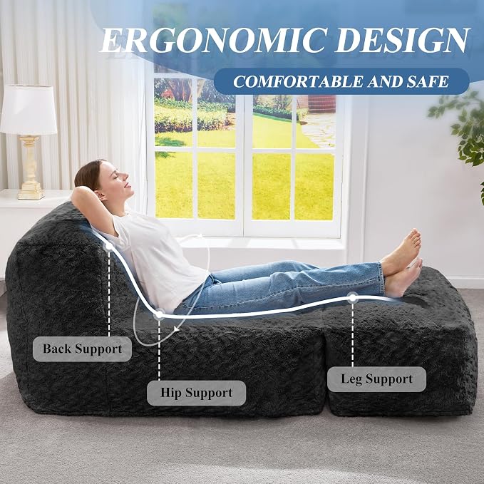 Hobestluk Bean Bag Chair Big Bean Bag Lounger - Image 6