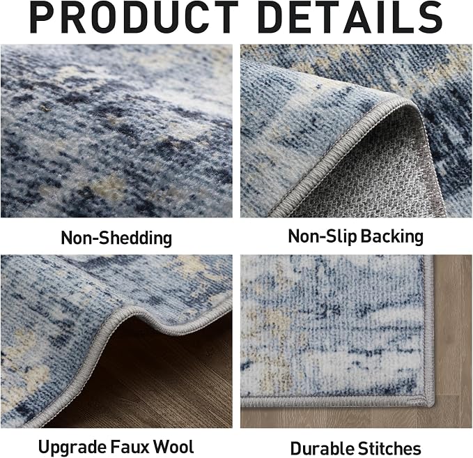 4x6 Area Rugs Washable Rug: Modern Abstract Living Room Rug Soft Anti-Skid Thin - Image 4