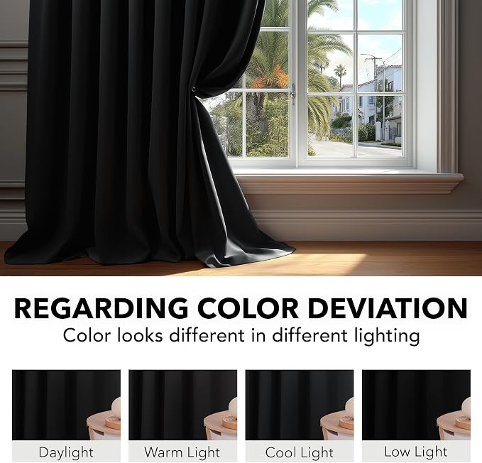 Deconovo Blackout Curtains, Thermal Insulated, W42 x L95 2 Panels, Back Tab - Image 6