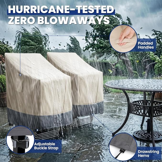 Extra Heavy Duty Stackable Patio Chair Covers Waterproof 2 Pack, Patio - Image 5