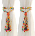 Magnetic Curtain Tiebacks, 2 Pack Colorful Agate Tassel Curtain Drapery by PEDOBO