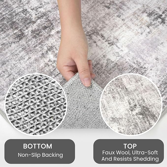 IOHOUZE Round Area Rug 5 Ft Circle Entryway Rugs Round Washable Door Mat Indoor - Image 6