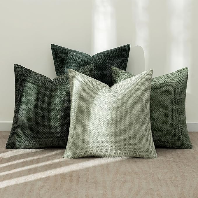 MIULEE Pack of 4 Couch Throw Pillow Covers 18x18 Inch Green Soft Decorative - Image 3