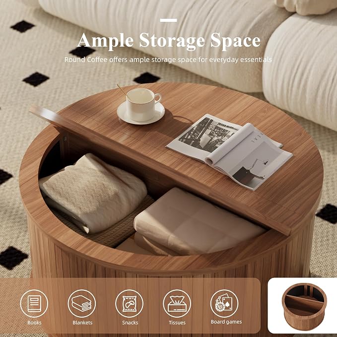Easyego 31.5" Fluted Round Coffee Table - Image 3
