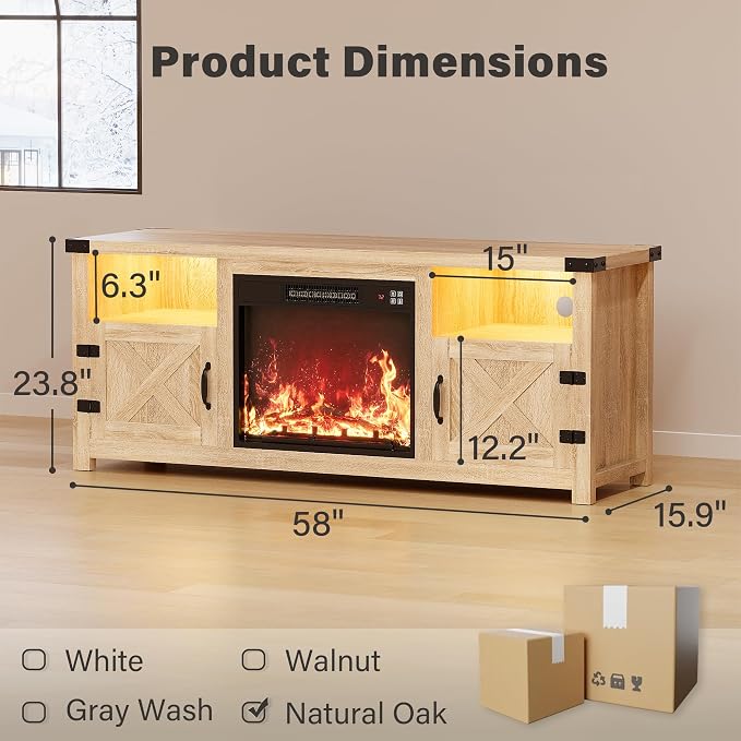YESHOMY LED Fireplace TV Stand - Image 8