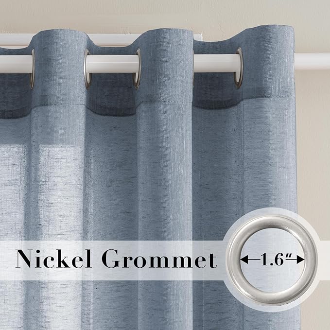 H.VERSAILTEX Linen Semi Sheer Curtains 72 inch Length Energy Saving Easy Care - Image 2
