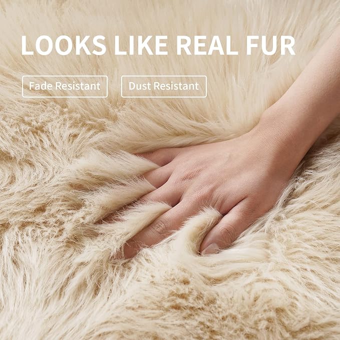 Faux Fur Rug Sofa Chairs Cover, 2X3 Shaggy Furry Rugs - Image 4