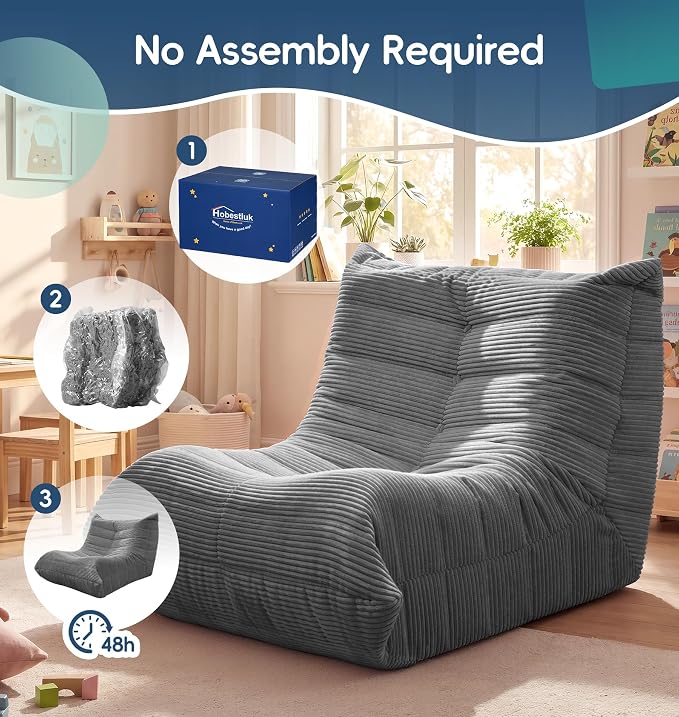 Hobestluk Bean Bag Chair with Memory Foam Ultra Soft Faux Fur Fabric Ergonomic - Image 8
