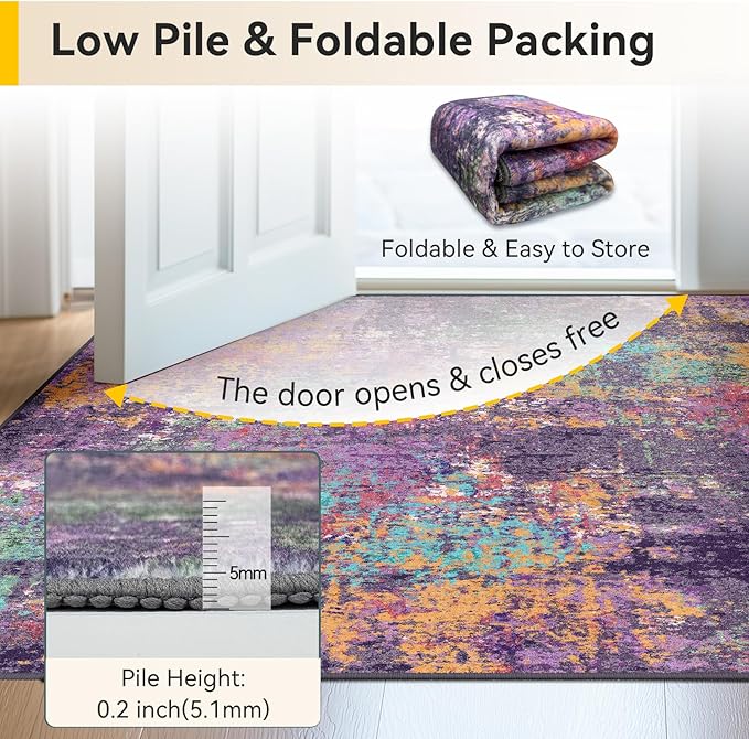 Washable Area Rugs 2'x8' Non-Slip Modern Abstract Soft - Image 8