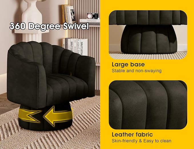 Dewhut Swivel Accent Chair, 360° Swivel Barrel Chair - Image 6