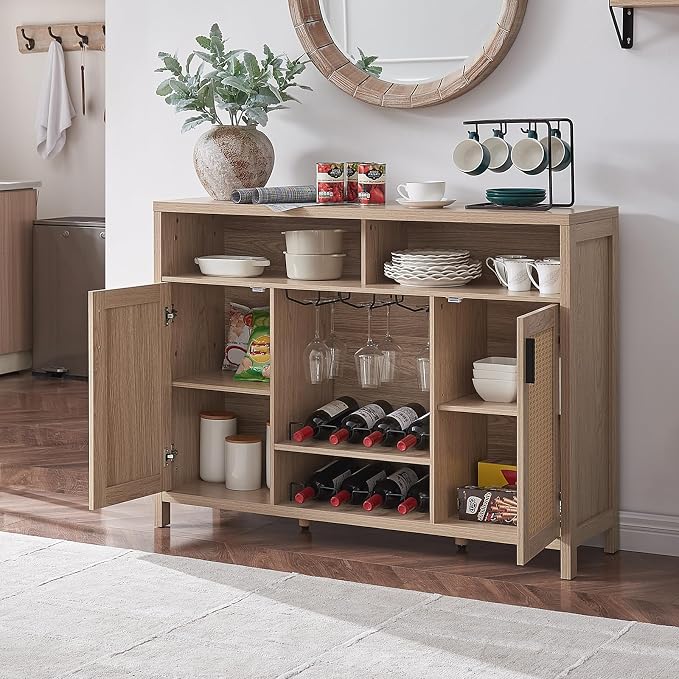 Alaxgumrol Coffee Bar Cabinet, Rattan Buffet Sideboard Cabinets - Image 2