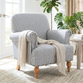 Blue Striped Linen Fabric Accent Chair, Coastal Upholstered Armchair by DMFurniture