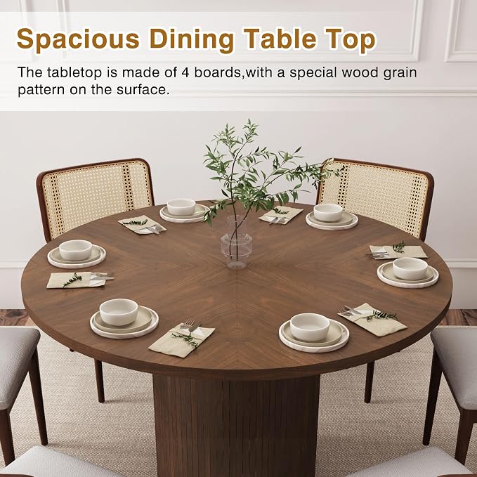 Round Dining Table for 4, Modern Farmhouse Kitchen Table, 47 Inch Small Circle - Image 4