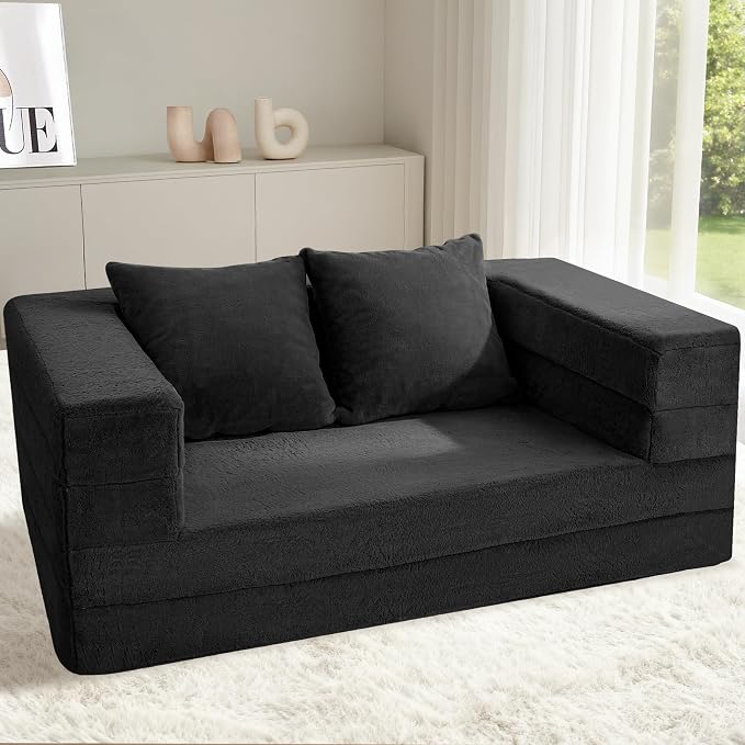 Futon Sofa Bed with Pillow, 3-in-1 Sleeper Sofa Bed with Removable Cover - Image 2
