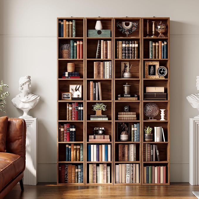 IRONCK Tall Narrow Bookshelf 8 Tiers 71in Set of 2, Compact Corner Bookcase - Image 2