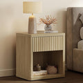 SICOTAS Night Stand with Large Drawer 24" Tall Fluted Modern Nightstands Wide by SICOTAS