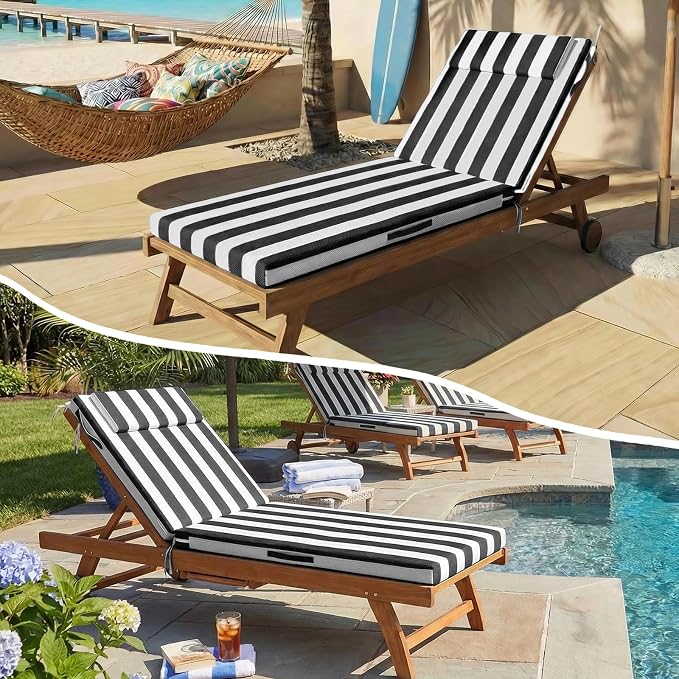 Outdoor Chaise Lounge Cushions, 71x21 Inch Olefin Water & Fade Resistant Pool - Image 7