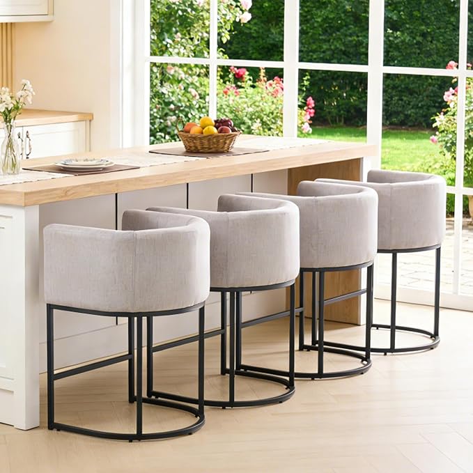ClinQ 26" H Counter Height Bar Stools Set of 2, Modern Barrel Counter Stools - Image 8