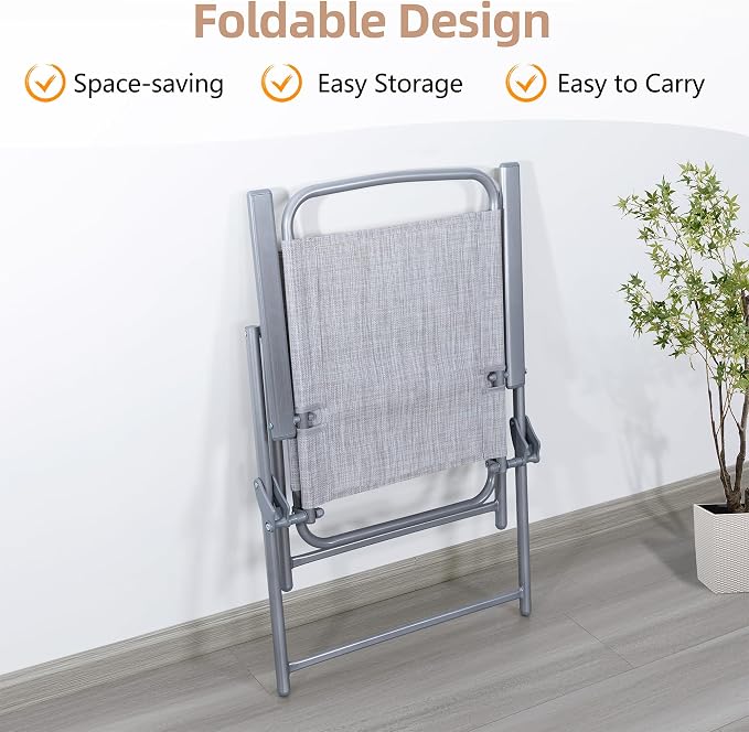 Vongrasig 6 Pieces Folding Patio Dining Set, All Weather Small Metal Outdoor - Image 8