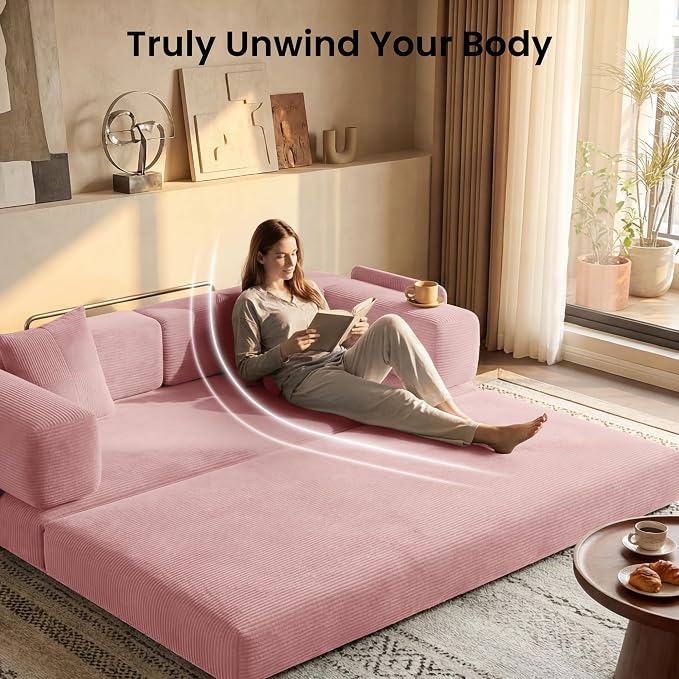 78.8" Convertible Futon Sofa Bed, Corduroy Futon Couch - Image 5
