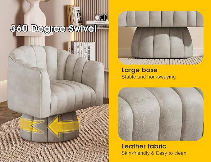 Dewhut Swivel Accent Chair, 360° Swivel Barrel Chair - Image 6