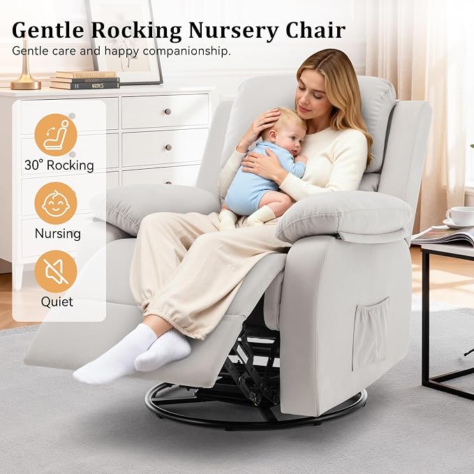 Korser Recliner Chair, 360 Swivel Rocker Chair - Image 5