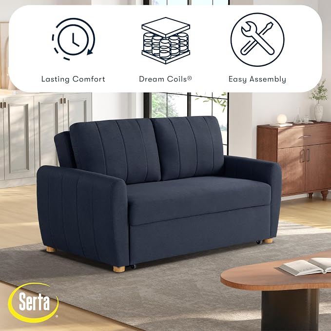 Serta® Galway 66.5" Full-Size Convertible Pop-up Sofa, Dream Coil® Comfort - Image 4