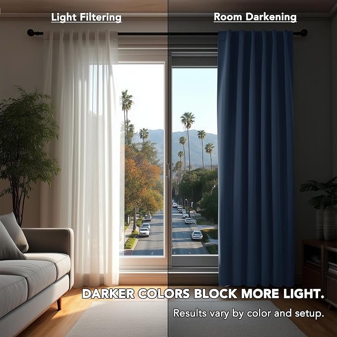Deconovo Blackout Curtains, Thermal Insulated, W52 x L108 2 Panels, Back Tab - Image 3