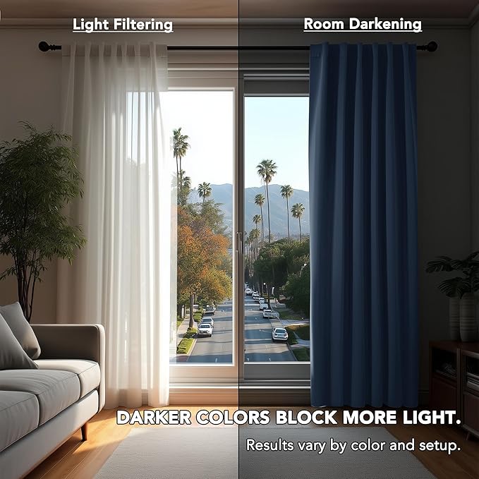 Deconovo Blackout Curtains, Thermal Insulated, W70 x L108 2 Panels, Back Tab - Image 3