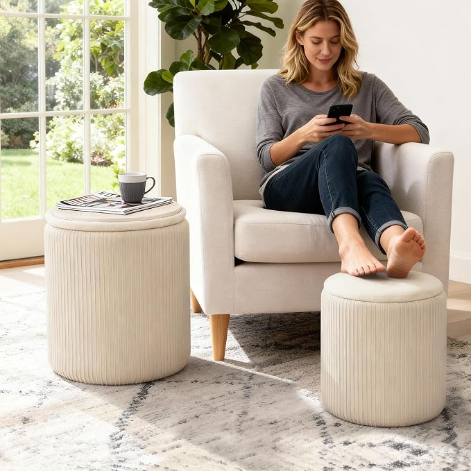 CAROLMADE Set of 2 Round Ottoman - Image 3