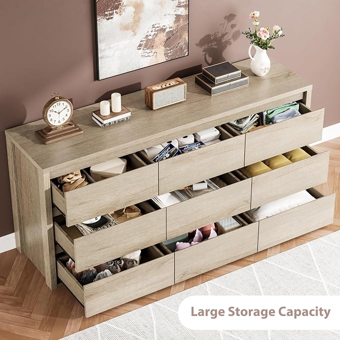 GarveeHome 9 Drawer Dresser for Bedroom, Wide Modern Chest of Drawers, Large - Image 4