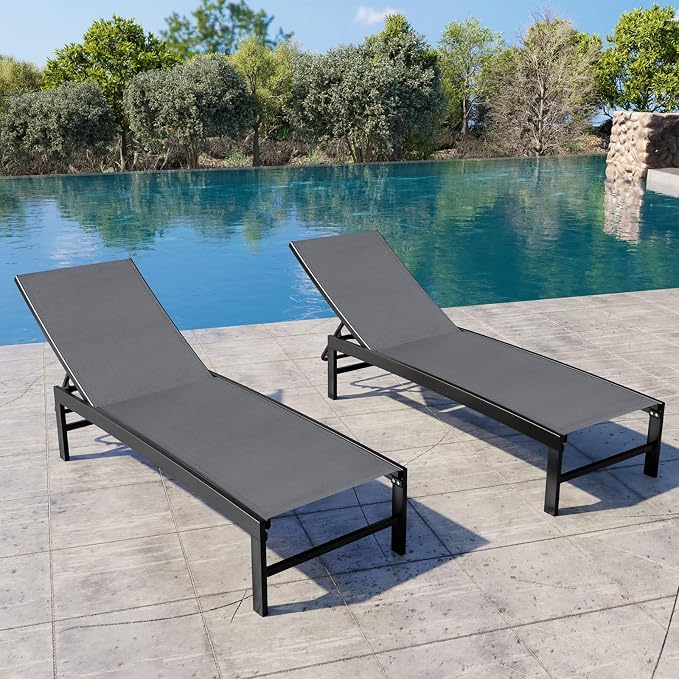 Crestlive Products Chaise Lounge Chair Outdoor Set of 2, Adjustable 5 Positions - Image 8