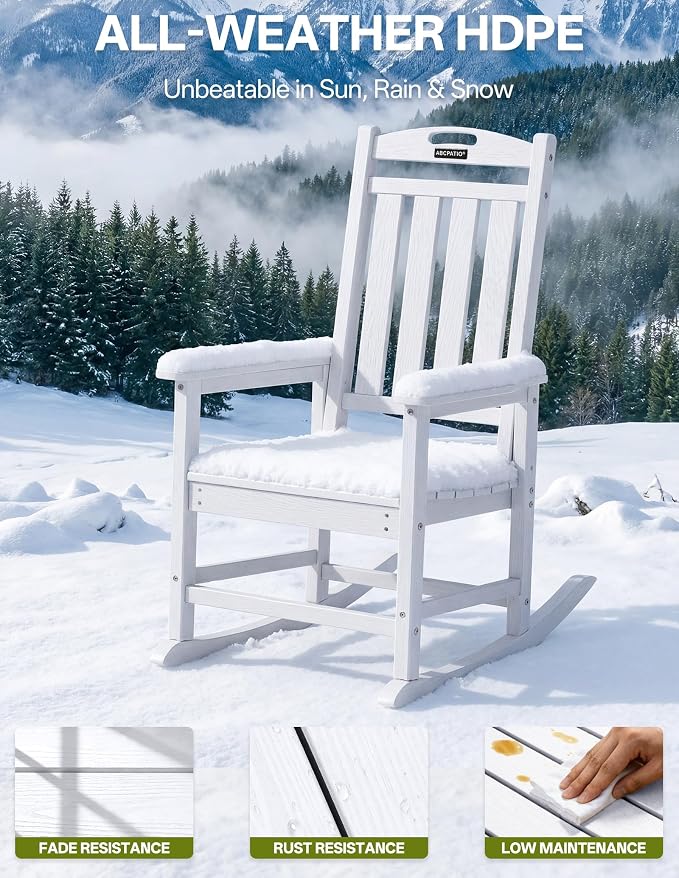 Outdoor Adirondack Rocking Chairs All-Weather HDPE Patio Rocker Chair - Image 6