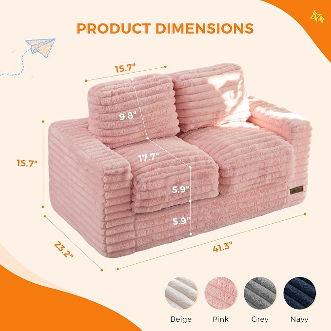 MAXYOYO Extra Wide Kids Bean Bag Chair, Comfy Faux Fur Bean Bag Sofa - Image 2