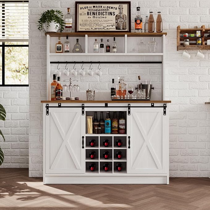4ever2buy Farmhouse Coffee Bar Cabinet by 4ever2buy