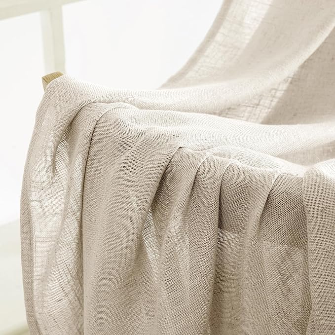 MIULEE Beige Linen Curtains 84 Inch Length 2 Panels - Image 6
