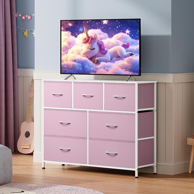 WLIVE 7 Drawer Dresser TV Stand, Entertainment Center, Media Console Table - Image 8