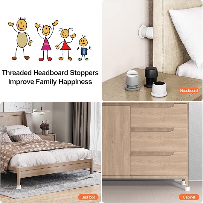 Headboard Stoppers, 1.6-2.6 inches Bed Wall Stopper, Adjustable Bed Frame - Image 6