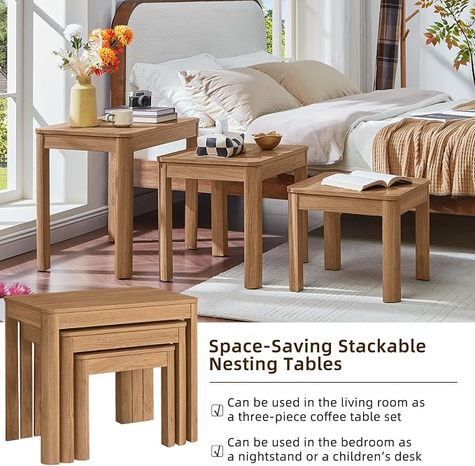 Joaxswe Farmhouse Nesting Tables Set of 3, Living Room Table Set - Image 7