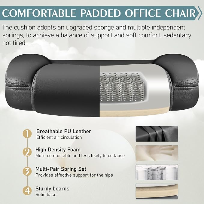 Leather Office Chair, PU Home Computer Desk Chairs - Image 5