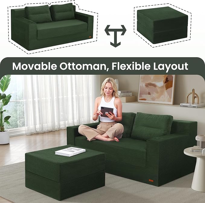 COMAX Futon Sofa Bed, Boneless Loveseat Couch in A Box, Fold Out Small Foldable - Image 5