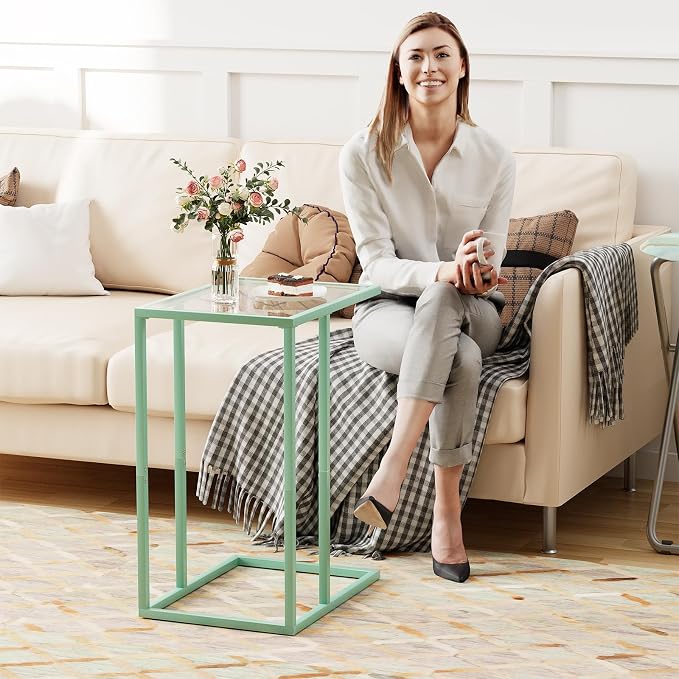 Easy Paws C Shaped Table, Glass Side End Table - Image 8