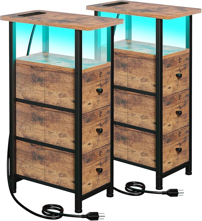 LOAKEKEL Narrow End Tables Living Room Set of 2 by LOAKEKEL
