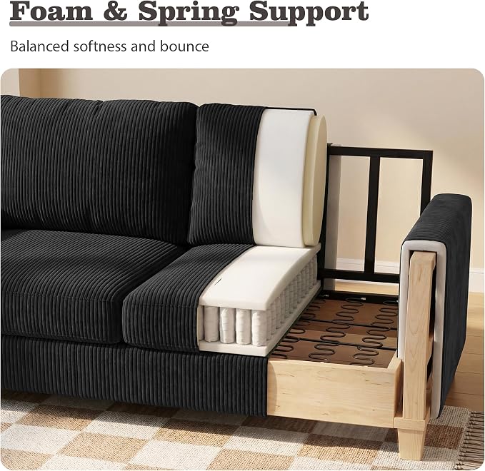 Apicizon 89" Modern Sofa Couch Set, Corduroy Couch 2 Piece Sofa Set - Image 6