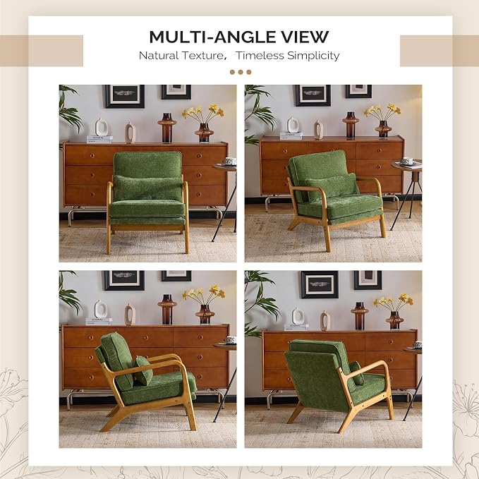 VINGLI Chenille Mid-Century Modern Accent Chair, Cute Reading Arm Chair - Image 8