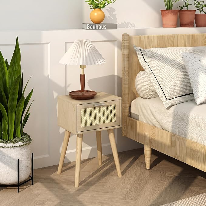 LAATOOREE Nightstand Set of 2, Small Bedside Table, Boho Side End Table - Image 4