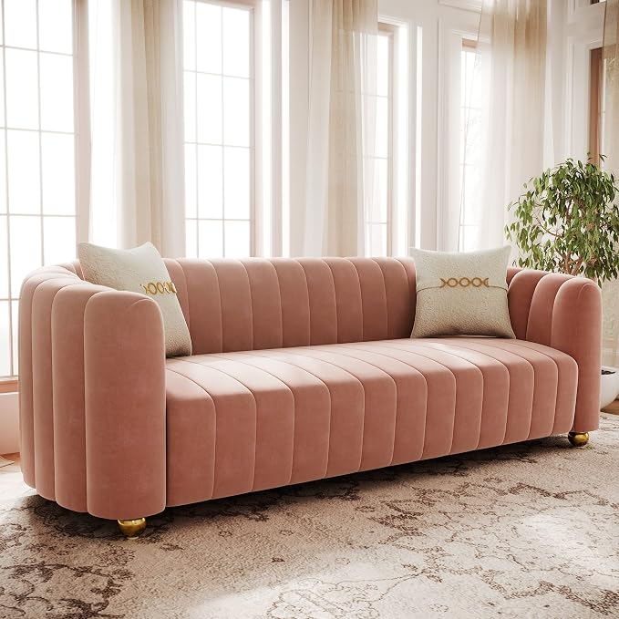KEAI 83.46" Velvet Couch for Living Room Large Modern Sofa by yunqishiHOME