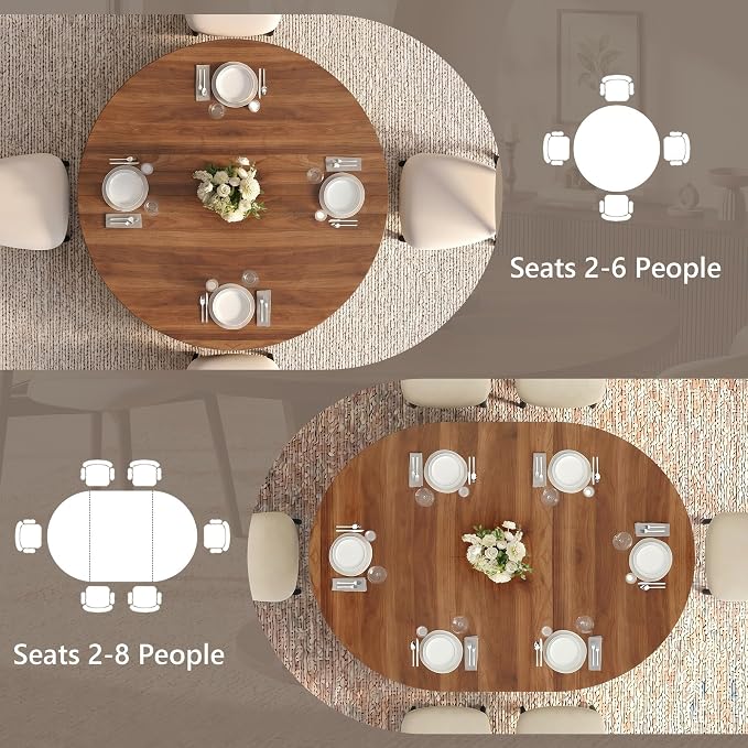 Einhomn 43-59" Extendable Round Dining Table, Kitchen Table - Image 6